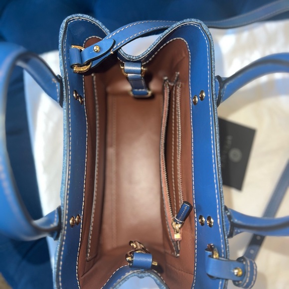 Authentic Rare Versace La Medusa Chain Embellished Leather trimmed Denim Tote 💙 - Picture 9 of 16